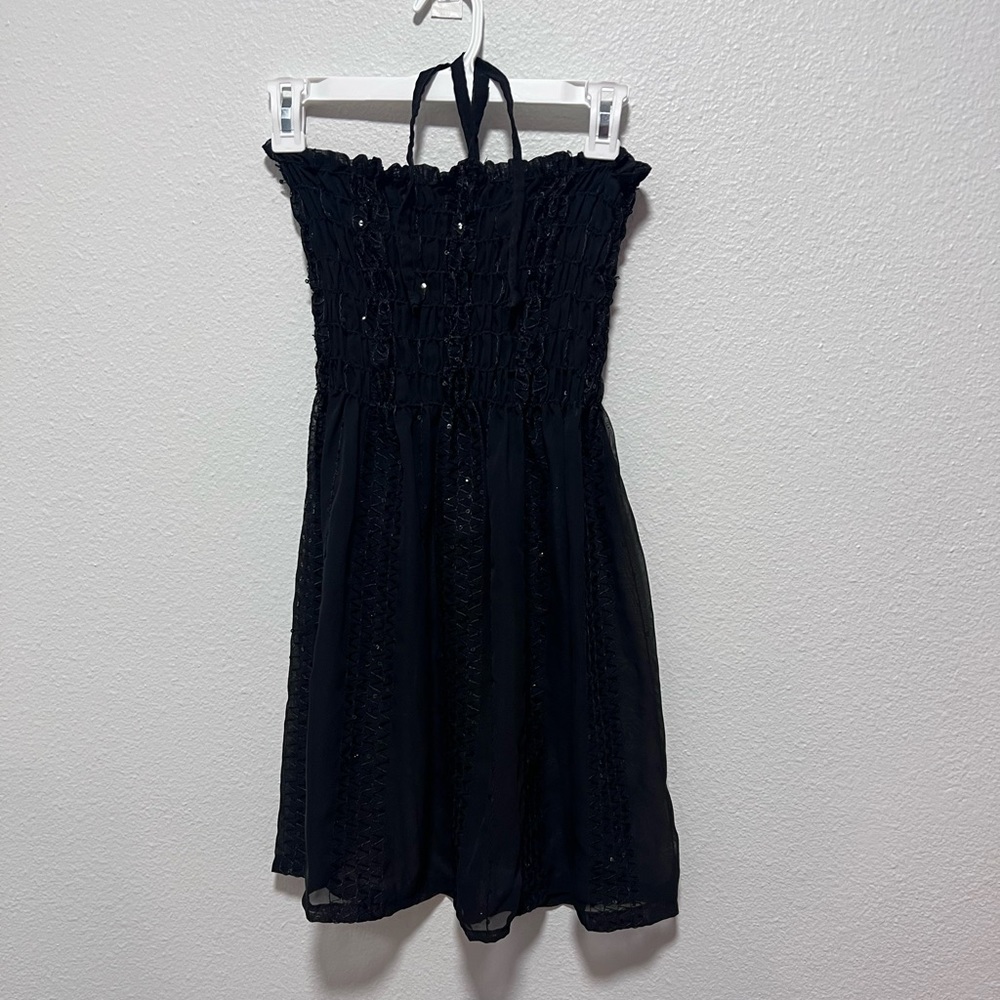 Black Sheer Sequin Halter Swim Cover up Size Small
